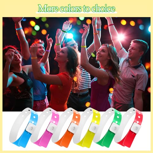 Image of Henoyso 300 Pcs Assorted Colors Plastic Wristbands for Events Vinyl Waterproof Pool Wristbands Neon Color Plastic Bracelet for Party Events Arm Band Identification for Concerts Carnivals