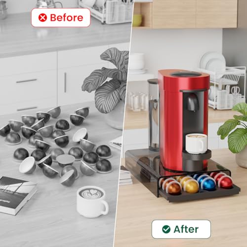 Image of Storage Drawer for Nespresso Vertuo Coffee Pod Holder for Counter Acrylic Coffee Capsule Organizer - 40 Pods