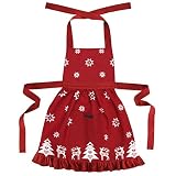 Lavar a máquina Ragged Rose – Betty – Delantal de Algodón de Navidad, Color Rojo