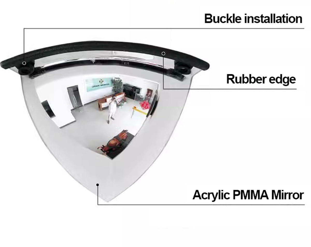DOCIM Cuarto Domo Espejo de Seguridad y Seguridad, Espejo de Seguridad para Tiendas Minoristas y Almacenes, Espejo para Puntos Ciegos y Áreas de Alto Tráfico,60cm/24in
