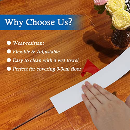 Floor Transition Strip Floor Cover Strips Self Adhesive Flooring Transitions Laminate Floor Strip 3" Wide Vinyl Floor Flat Divider Strip (7.5Cm, 6.56Ft, White) #TOP4