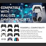 Geekria Wall Mount Controller Holder, Acrylic Headphone & Gamepad Stand, Dual Storage Gaming Hook, Wall Mounted Headset Hanger for PS5 PS4 Xbox Controllers, Space Saving Organizer