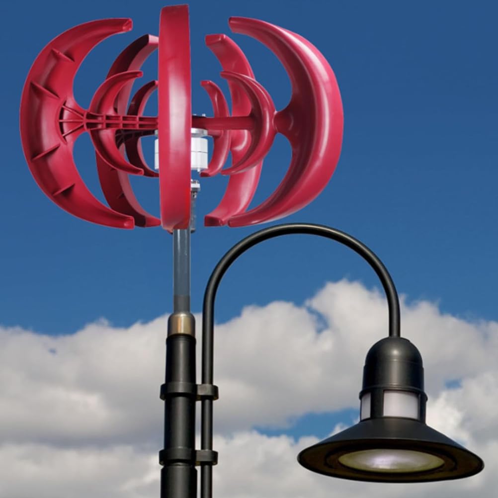 Rosso,220V, Generatore di Turbine eoliche da 12000 W 5 Pale 12V 24V 48V 220V Kit generatore di Turbine eoliche ad ASSE Verticale per ibridi Domestici Uso dell'illuminazione Stradale Rosso