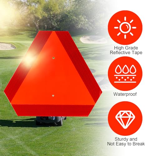 Image of Slow Moving Vehicle Sign with Mounting Bracket Kit, Aluminum Slow Moving Vehicle Triangle Sign for Golf Vehicles Cart Farm Tractor Outdoor Accessories