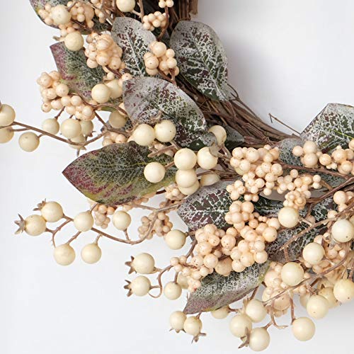 Idyllic Artificial Eucalyptus Leaf Wreath White Berries Greenery For Front Door Decor Outdoor Wall Decoration 18" #TOP4