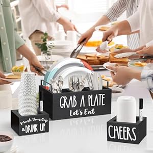 Paperplateholderswith2cupholdersandmarkerswoodpaperplatedispenserkitchenutensilholderpaperplateorganizerforcountercutlerycaddynapkinholderforpartycampingpicnicblack Urban Country Home Decor Paper plate holders with 2 cup holders and markers wood paper plate dispenser kitchen utensil holder paper plate organizer for counter cutlery caddy napkin holder for party camping picnic black urban country home decor