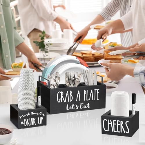 Paperplateholderswith2cupholdersandmarkerswoodpaperplatedispenserkitchenutensilholderpaperplateorganizerforcountercutlerycaddynapkinholderforpartycampingpicnicblack Urban Country Home Decor Paper plate holders with 2 cup holders and markers wood paper plate dispenser kitchen utensil holder paper plate organizer for counter cutlery caddy napkin holder for party camping picnic black urban country home decor