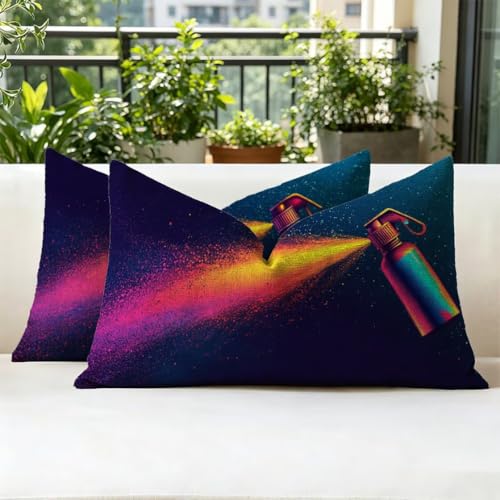 Housse de coussin extérieur imperméable 40x80cm lot de 2 imprimé double face