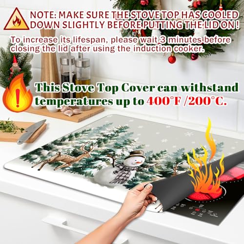 Image of Christmas Stove Top Cover for Electric Stove 28 inchx 20 inch, Xmas Snowman Heat Resistant Glass Top Stove Cover Protector, Glass Cooktop Covers, Kitchen Flat Electric Stove Top Covers