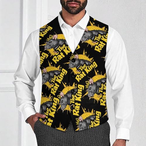 The Rat King Cute Men's Suit Vests Business Formal Dress V-Neck Waistcoat Tops with 2 Pockets2