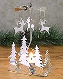 BANBERRY DESIGNS Spinning Reindeer Christmas Candle Holder - Hanging Charms Spin When The Tealight Candle is Burning - Christmas Trees - Scandinavian Design - Rotary Candle Holder