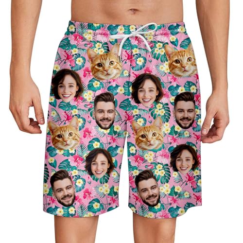 Custom Mens Swim Trunks with Face Personalized Swim Funny Trunks Design Pool Shorts Custom Hawaiian Beach Shorts3