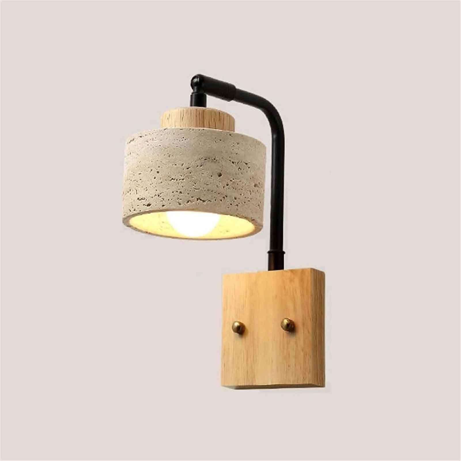 SXWNBIFH Industrial Retro Natural Yellow Travertine Wall Light, E27 Base Wooden Wall Lamp, Modern Simple Bedroom Bedside Antique Style Wall Sconces, Living Room Dining Room Corridor Lighting Fixture
