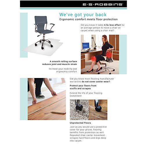 Es Robbins Rectangle Hard Floor Chair Mat, 36" X 48", Black #TOP6