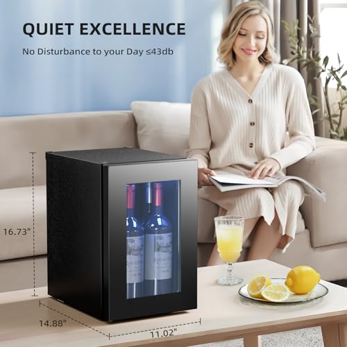 Image of Antarctic Star 0.9Cu. Ft. Freestanding Counter-top Wine Cellar Mini Fridge, 4-Bottle Red Wine Beverage Refrigerator, Quiet, Portable, LED Light and Display, 40-61 ℉, Black