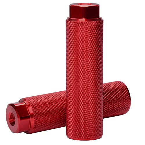 Amotor Bike Pegs Aluminum Alloy Anti-Skid Lead Foot Bicycle Pegs BMX Pegs for Mountain Bike Cycling Rear Stunt Pegs Fit 3/8 inch Axles (Red)