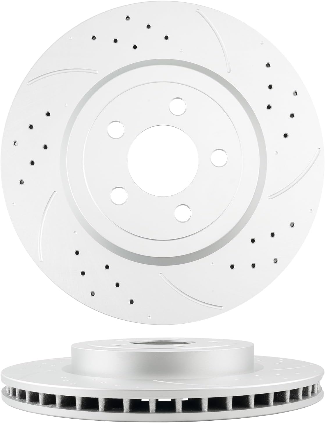 KAX 13.58" Front & 12.6" Rear Drilled and Slotted Rotors and Pads Kit For Dodge Charger 2006-2010 2012-2018 2020, Challenger 2009-2017 2020, Magnum 2005-2008, Chrysler 300 2005-2020