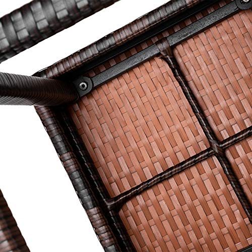 24 Inch Counter Height Rattan Wicker Bar Stools Set Of 4, Bistro Pub Backless Barstools, Kitchen Dining Room Chairs, Indoor Outdoor Furniture (Brown) #TOP4