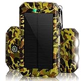 Solar Charger 30,000mAh, Dualpow Portable Solar Battery Charger External Battery Pack Phone Charger Power Bank for Cellphones Tablet with Flashlight and a 3 Feet Micro USB Cord (Camouflage)