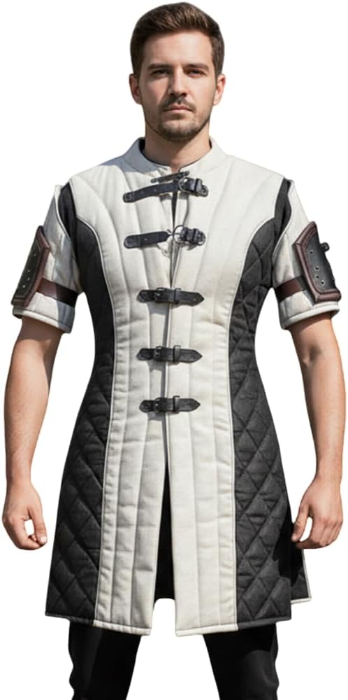 Medieval GAMBESON ARMOR Costume Gambeson Free Leather Arm Guard Reenactment Roman