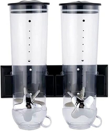 Dispensador de cereales secos doble minimalista montado en la pared, 3L, negro, dispensadores de alimentos, dispensador de cereales