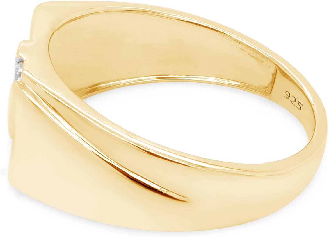 Five Stone Men's Wedding Ring 1/10 CT Round Moissanite Anniversary Ring In 14k Gold Over Sterling Silver Jewelry for Him