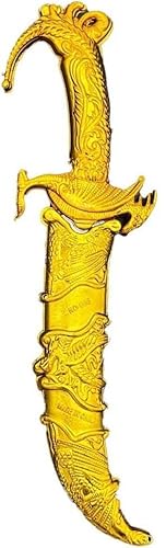 MIMIKRY Mini Dolch mit Scheide 23 cm Messer Säbel Messer 1001 Nacht Orient Sultan Prinz Kostüm-Zubehör Araber Scheich, Farbe:Gold