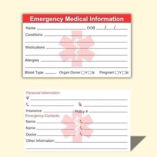 Emergency Medical Information ID Card Pack of 5 Emergency Contact ID Cards for Wallet Phone Pocket Handbags