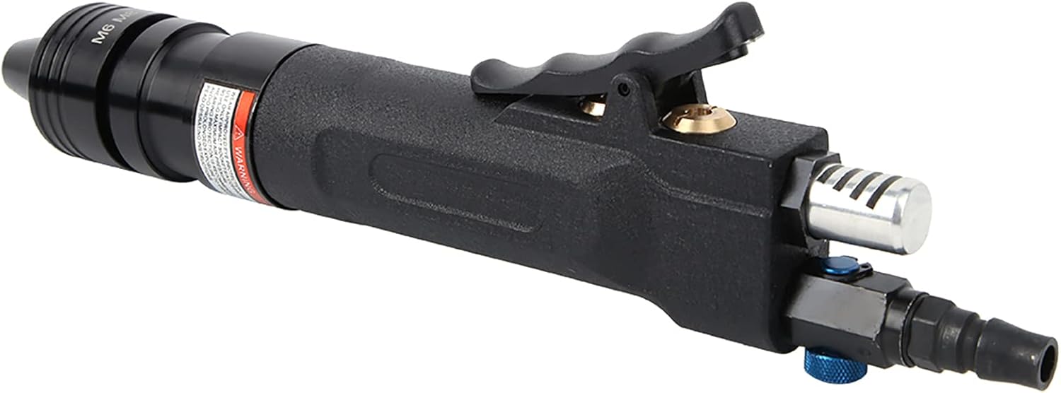 Pneumatic Riveter, Air Rivet Pneumatic Riveter, Air Rivet Nut KP-7813 Straight Shank 12.4 X 1.6in Pull Setter, with Self Locking Design