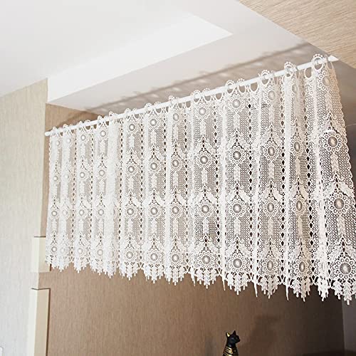 Rideaux brise-bise brodés en dentelle - Style maison de campagne (l x H 150 x 90 cm, laiteux) - 1 pièce