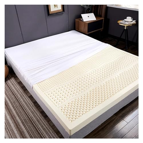 Image of 100% Natural Latex Double Mattress - Premium Thickened 1.8m Bed Cushion with Cover Pure Rubber Comfort Ideal for Home & Dorm Size: 160x190x7.5CM Granular Color.