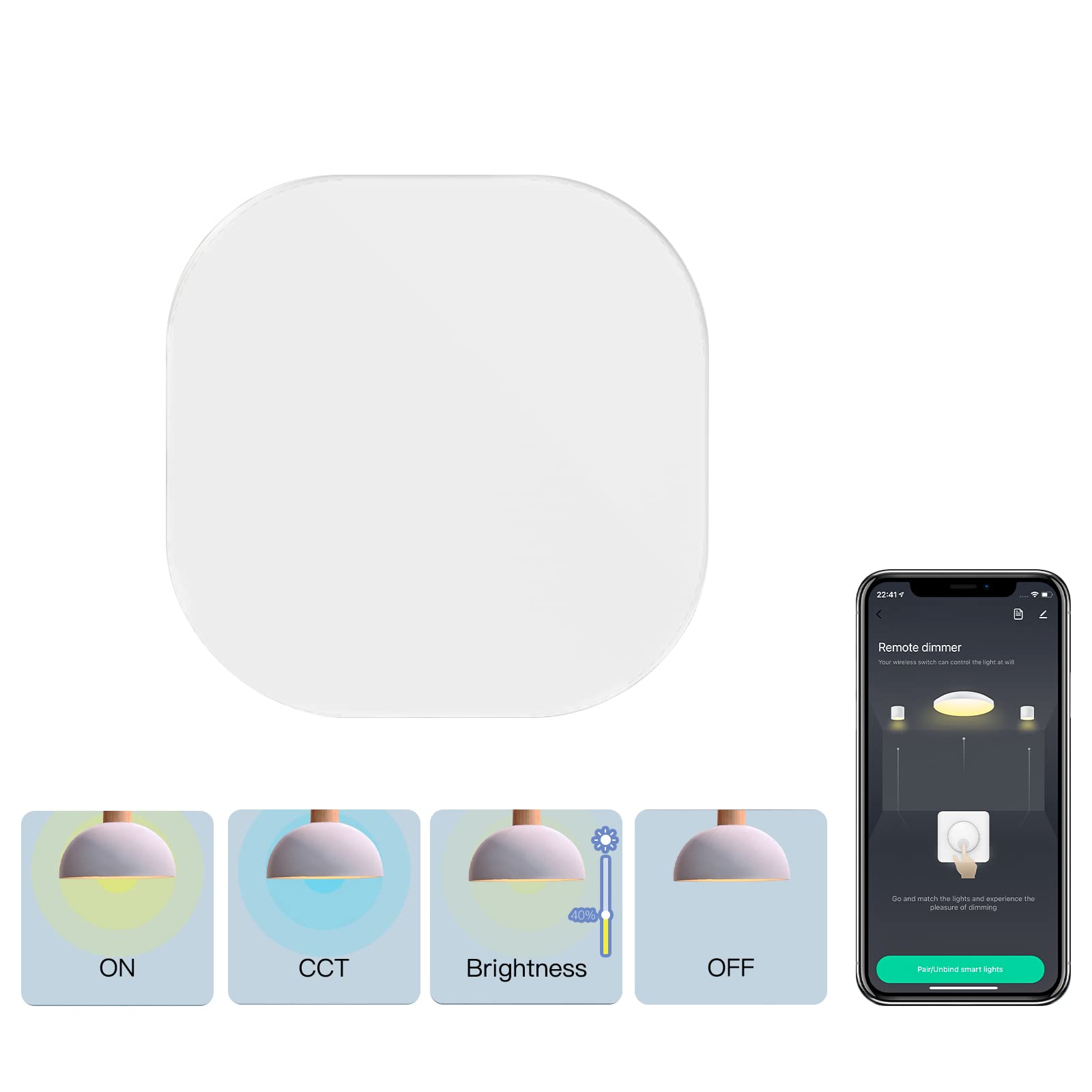 ZigBee Smart Switch Push Button Wireless Scene Switch Tuya/Smart Life APP Remote Control Multi-scene Linkage Smart Button Switch Battery Powered for Smart Home Devices