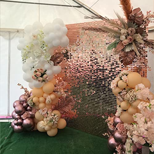 Cokaobe Rose Gold Shimmer Wall Backdrop 24Pcs Rose Gold Sequins Backdrop Decoration Panels, Photo Backdrops For Birthday, Anniversary Wedding Engagement Decoration (Rose Gold) #TOP5