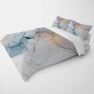 YANFENQI California King Comforter Cover Light Colour Imitation Marble Patterned Comforter for Kids Teens Adults (California King,104