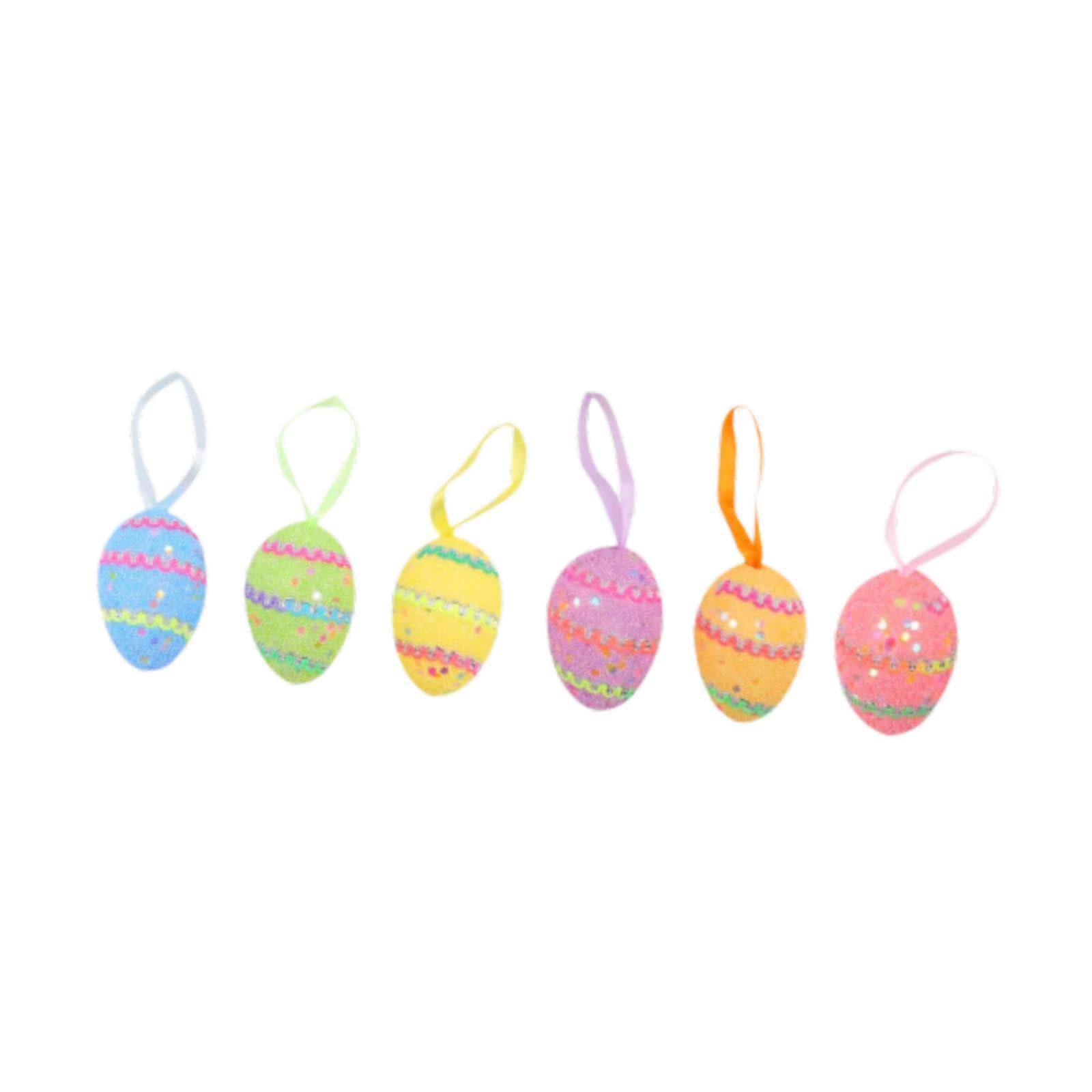 YIXANNX Charming Foam Easter Eggs Infuse Space With Joy While Filling Baskets Adorning Festive Atmosphere During Easter Decorative Hanging Pendants Holiday, Colorful Stripes