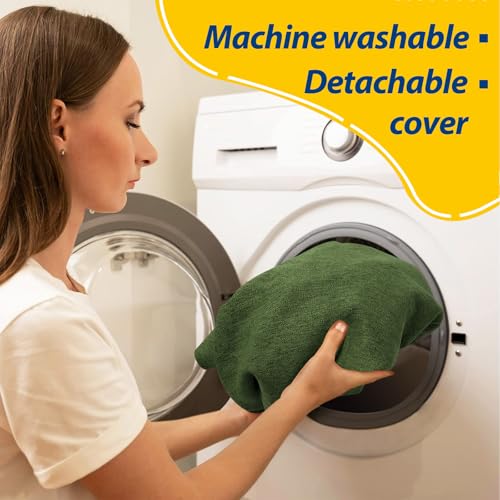 Image of AAAAAcessories D-Shaped Chair Cushions, 2 inch Thick Dining Chair Pads with Ties and Removable, Machine-Washable Cover, 17 inch x 16 inch, Set of 4, Dark Olive Green