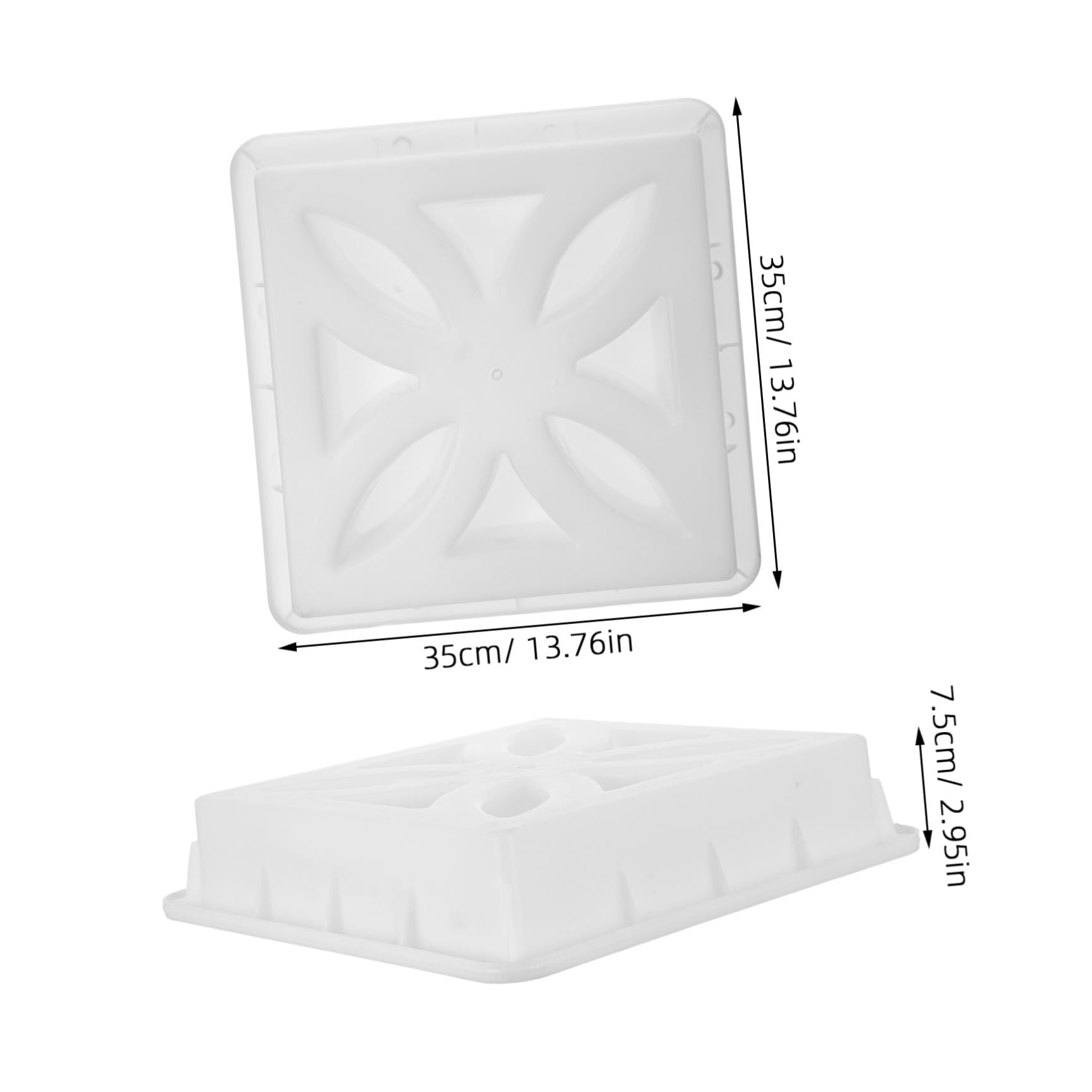 Sewroro Molde para Ladrillos Huecos de Hormigón, Molde de Ladrillo de Hormigón, Plástico Blanco, 35x35x7,5cm, Reutilizable, para Jardinería y Paisajismo Exterior