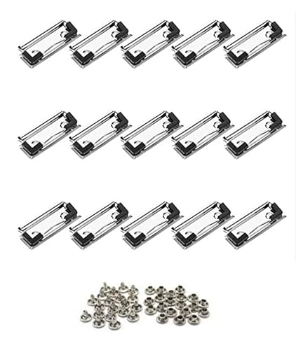 JNALFG クリップボード 金具 クリップ 吊り下げ穴 クゴム足 付き オフィス 学校 文具用品 15個セット (12cm)