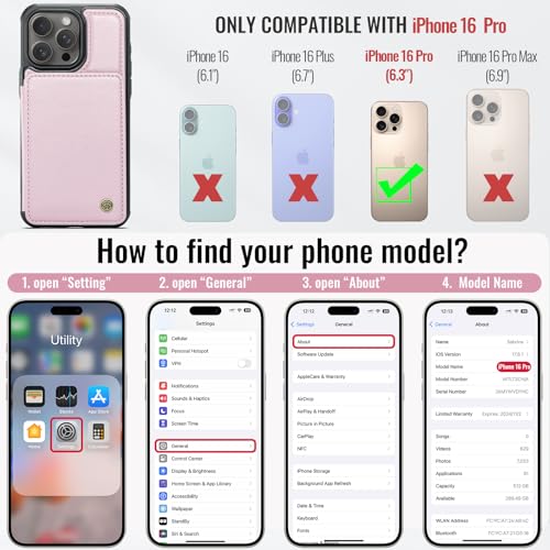 Vinich for iPhone 16 Pro Wallet Case with Card Holder, RFID Blocking Credit Slots Kickstand Shockproof Phone Cover Fit for iPhone 16 Pro 6.3" Rose Gold by Vinich - Used condition - Image 2