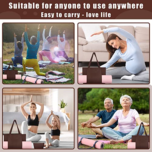 3 Pcs Yoga Bags Set For Women Including 1 Cotton Yoga Tote Bags With Yoga Mat Carrier Pocket 1 Zipper Makeup Bag Cosmetic Pouch 1 Slim Yoga Mat Straps Yoga Mat Carrier For Yoga Travel Office (Brown) #TOP6
