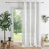  HOME MAISON - Tenda con occhielli naturale, effetto lino poliestere, 140 x 260 cm, colore: bianco sporco