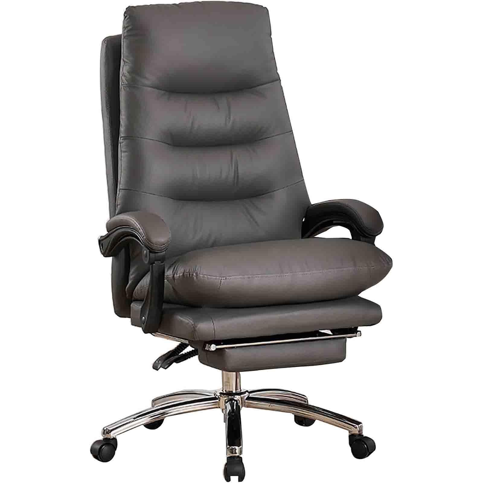 HTTGDGDH Genuine Leather Executive Office Chair - Ergonomic Swivel Chair With Adjustable Backrest & Retractable Footrest For Home & Office Use - Comfort & Style,
