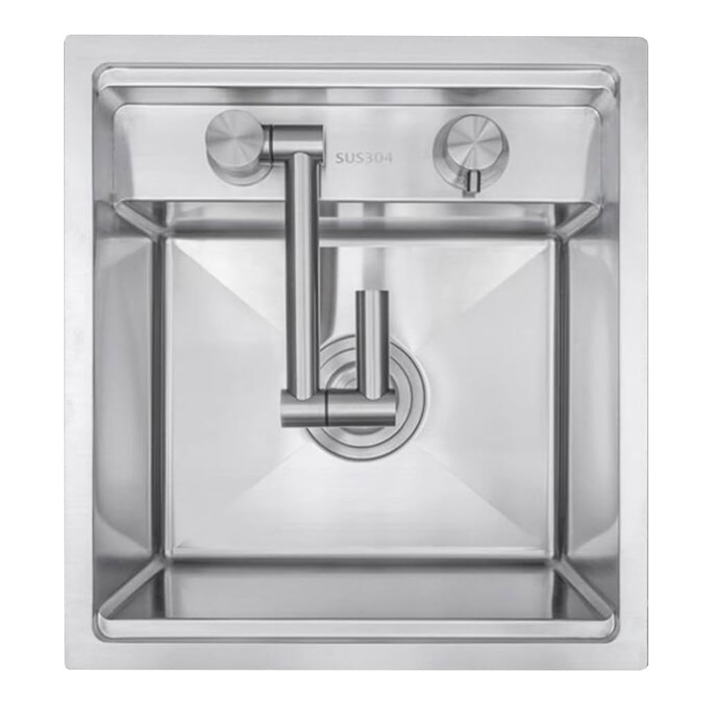 WIQUYBML Single Bowl Invisible Sink At Bar Saves Space Silver Stainless Steel Kitchen RV Mini Dishwasher Basin With Cover Siphon (Color : Silver, Size 39 * 43 23cm)