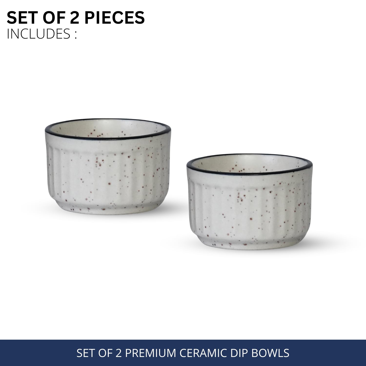 Freakway Hand Painted White Ceramic Dip Bowls | Bowls Set of 2, 40Ml | Bowl for Serving Chutney Bowl/Pickle Bowl/Small (WHT) 1