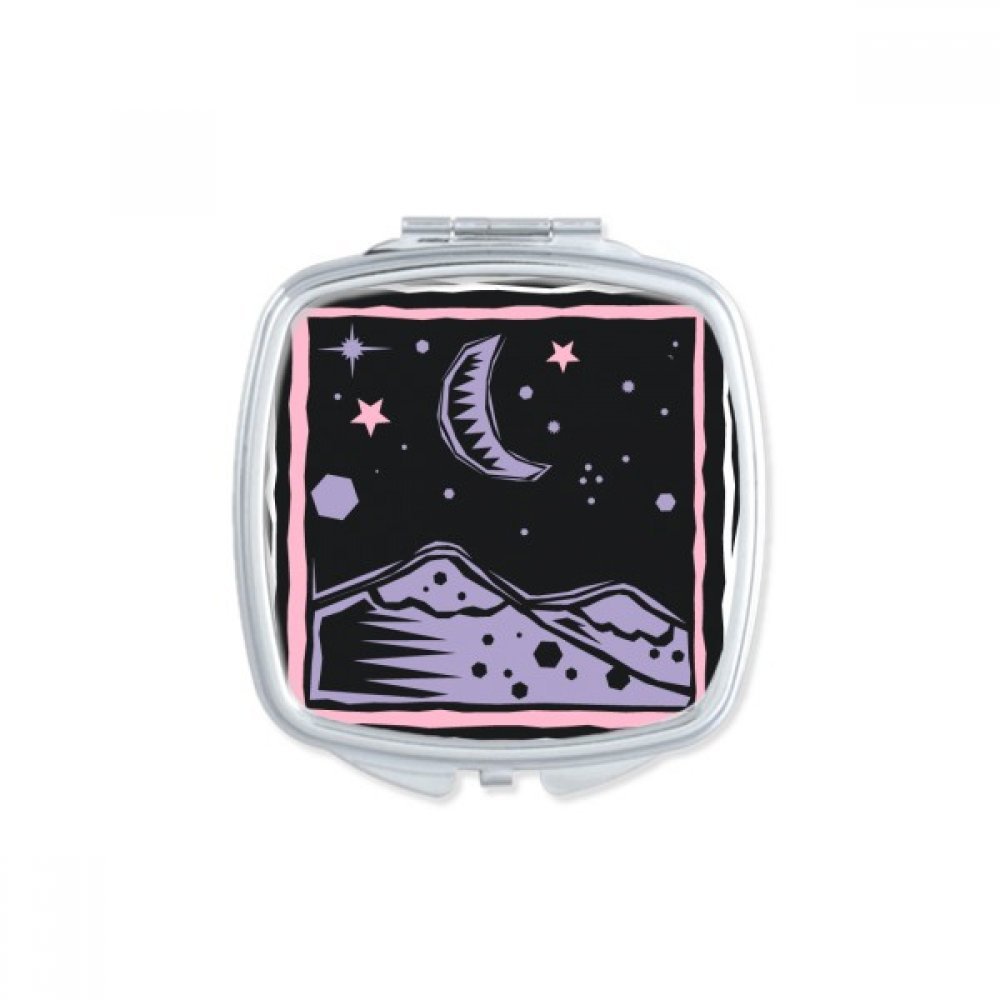 Miroir de poche mignon motif Lune Étoiles, le petit cadeau portable idéal pour une amie