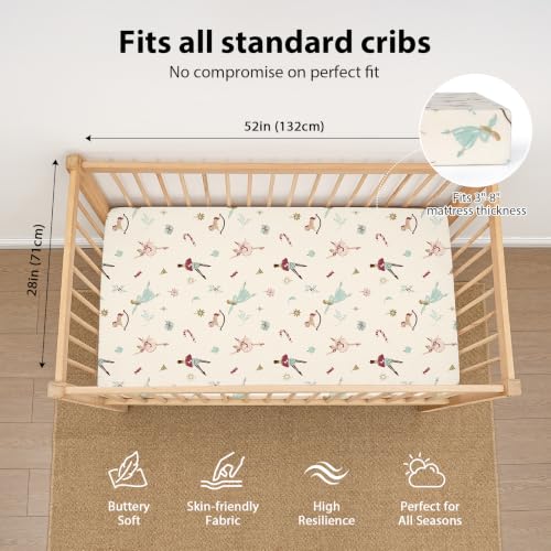 Image of Baby Crib Sheets Girl, 3 Pack Toddler Bed Sheets Fitted for 52 inchx28 inch Standard Crib and Toddler Mattresses, Super Soft Microfiber Pink Ballet