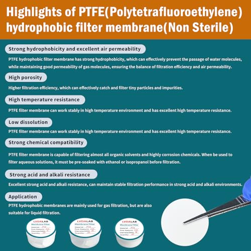 Image of PTFE Membrane Filter, Hydrophobicity Membrane Disc Filters, 13 mm Diameter, 0.22m Pore Size Pack of 100, Non-Sterile