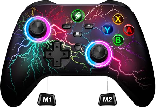 HASACOOL Switch Controller, Switch Pro Controller mit 2 Back Button Macro Programmierbar/Blinkende Lichter, 1000mAh Controller Switch für Switch/Lite/OLED, Kompatibel mit Android/IOS/PC