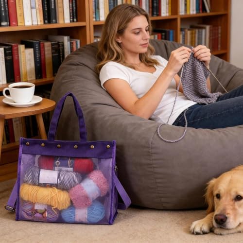 Bolsa para tejer y ganchillo transparente con gran capacidad para hilos 8