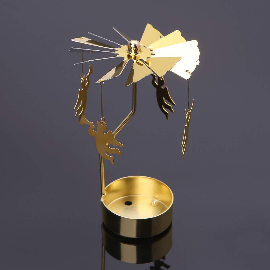 Oranmay Spinning Rotary Carousel Tea Light Candle Holder Stand Light Gift Wedding Decor (Angel)